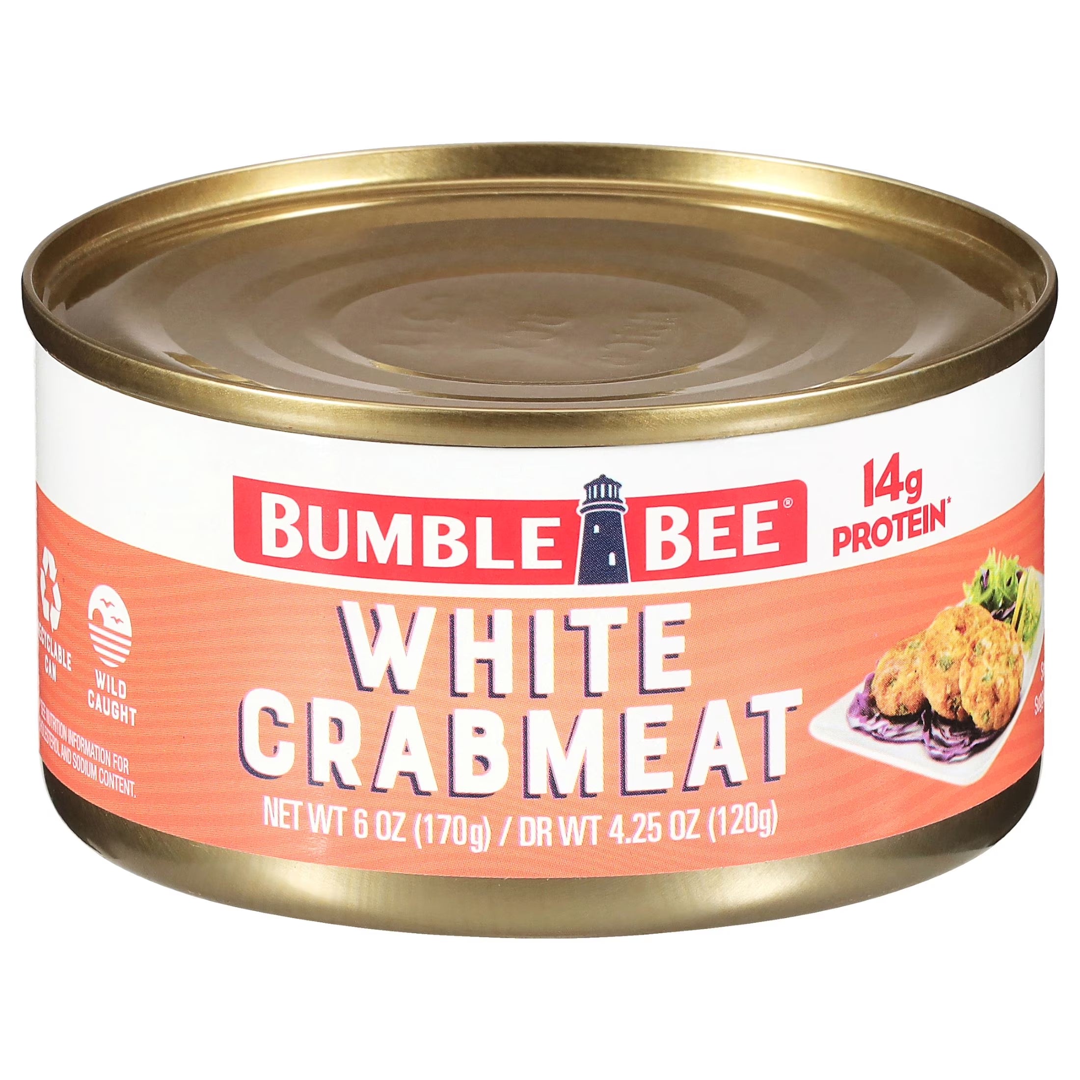 Wild Caught White Crabmeat, 14G Protein per Serving, Shelf Stable Can, 6Oz