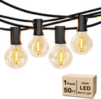 50FT LED G40 Globe String Lights, Shatterproof Outdoor Patio String Lights with 50+2 Dimmable Edison Bulbs, 50 Backyard Hanging Bistro Light Waterproof for Balcony Party Wedding Market Cafe