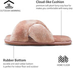 Women'S 801 Cross Band Slippers, Soft Plush Furry Open Toe Fur Slides, Fuzzy Fluffy Slip on House Shoes Indoor Outdoor Slippers