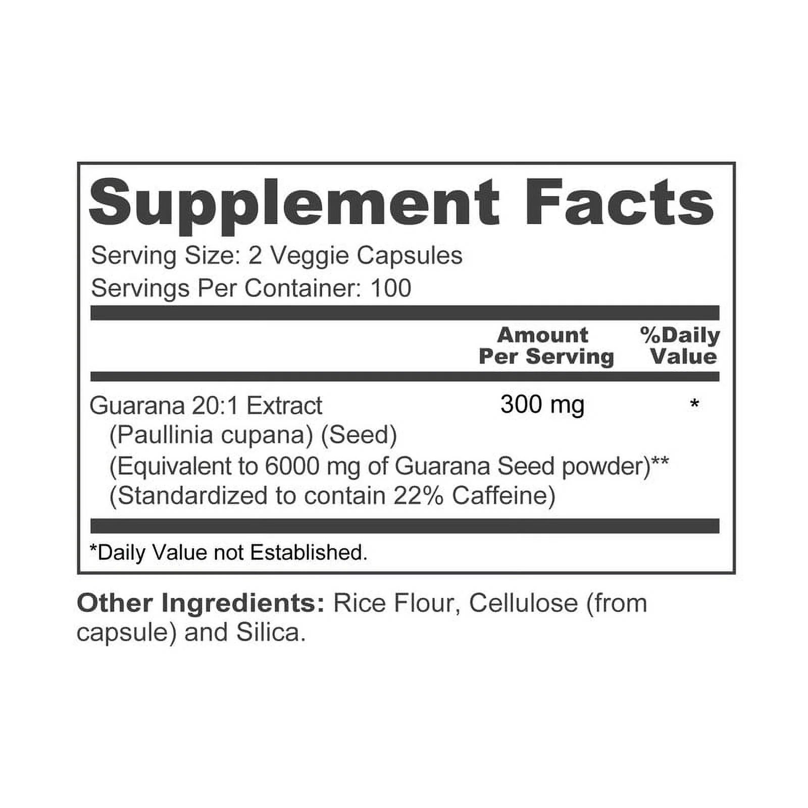 Guarana Extract 6000Mg: Boost Wellness with 200 Veggie Capsules - Non-Gmo & Gluten-Free, Dietary Supplement for Unisex Adult Health & Wellness