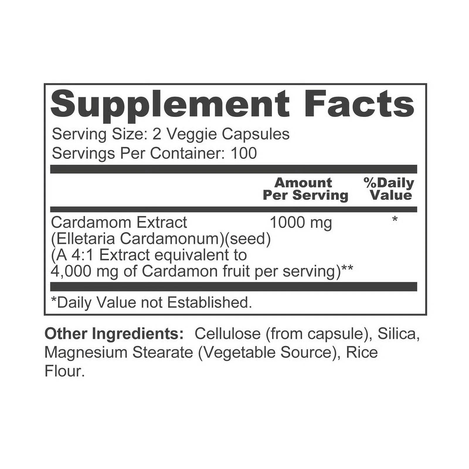 4000Mg Cardamom Extract, 200 Vegetarian Capsules for Optimal Health, Non-Gmo & Gluten-Free, Dietary Supplement for Unisex Adult Health & Wellness