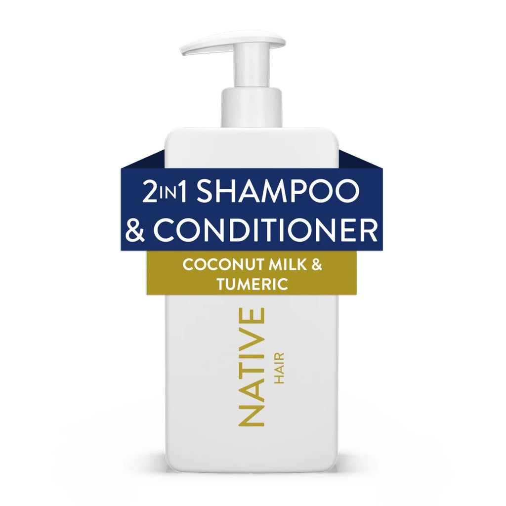 Curls Care 2-In-1 Shampoo and Conditioner, Coconut Milk & Turmeric, 16.5 Oz