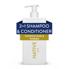 Curls Care 2-In-1 Shampoo and Conditioner, Coconut Milk & Turmeric, 16.5 Oz