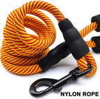 Heavy Duty Rope Dog Leash, 6 FT Nylon Pet Leash, Soft Padded Handle Thick Lead Leashes for Large Medium Dogs (Orange, 1/2" X 6Ft)