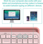 Bluetooth Wireless Keyboard,Bluetooth Keyboard for Ipad Wireless Keyboard with Phone Holder and Mouse Pad,Tablet Keyboard USB Keyboard for Smatphone,Tablets,Pc, Computer, Laptop, Mac(Pink)