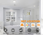 3 Color Temperature LED Flush Mount Ceiling Light,7.5 Inch,120V 12W 840LM Dimmable, CRI 90+,3000K/4000K/5000K Adjustable,White Finish