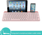 Bluetooth Wireless Keyboard,Bluetooth Keyboard for Ipad Wireless Keyboard with Phone Holder and Mouse Pad,Tablet Keyboard USB Keyboard for Smatphone,Tablets,Pc, Computer, Laptop, Mac(Pink)