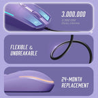 Wired Mouse - USB Computer Mouse with RGB Backlit Optical LED, Attached USB Cord for Laptops, Notebooks, Chromebook - Purple