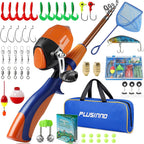 Kids Fishing Pole,Portable Telescopic Fishing Rod and Reel Full Kits, Spincast Youth Fishing Pole Fishing Gear for Kids, Boys
