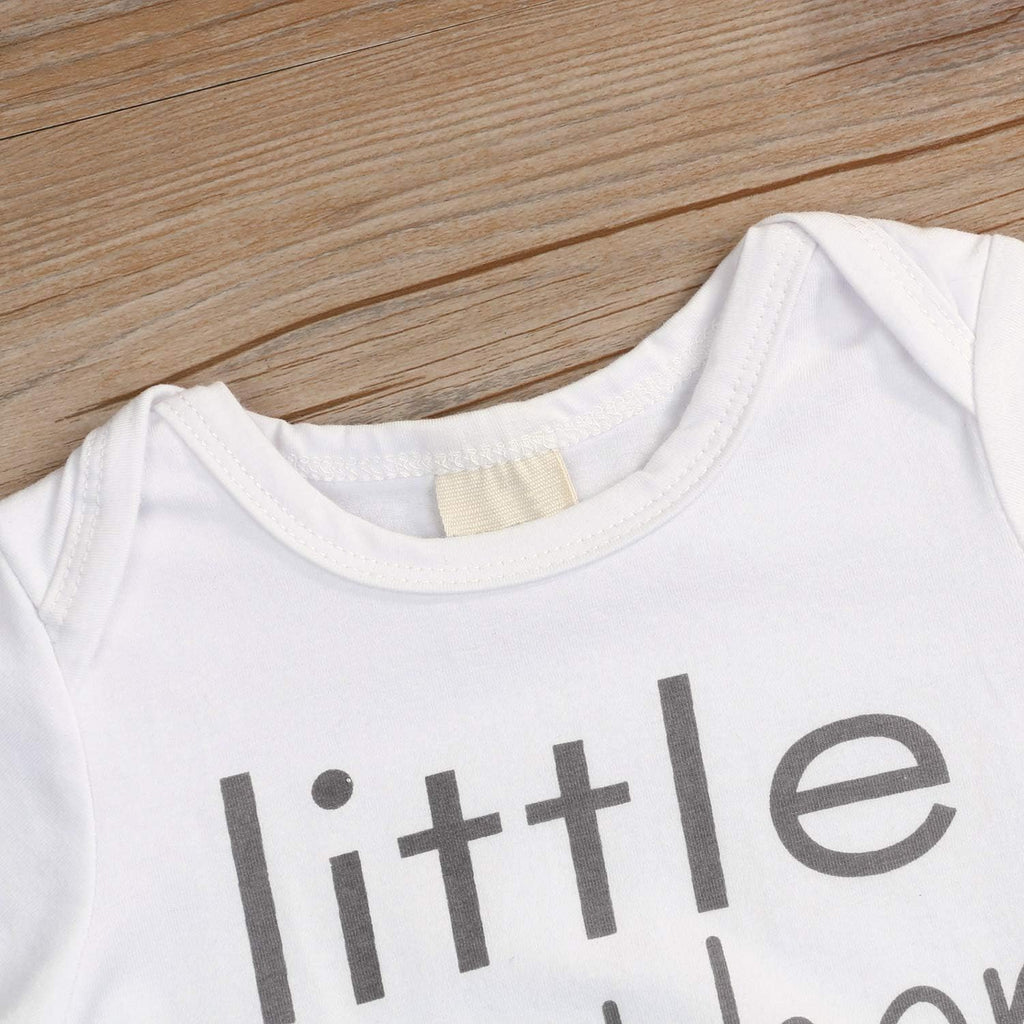 3Pcs Baby Boy Clothes Newborn Infant Bodysuit Summer Cotton Short Sleeve Romper +Pants+Hat Outfits Set (White#4, 6-12 Months)