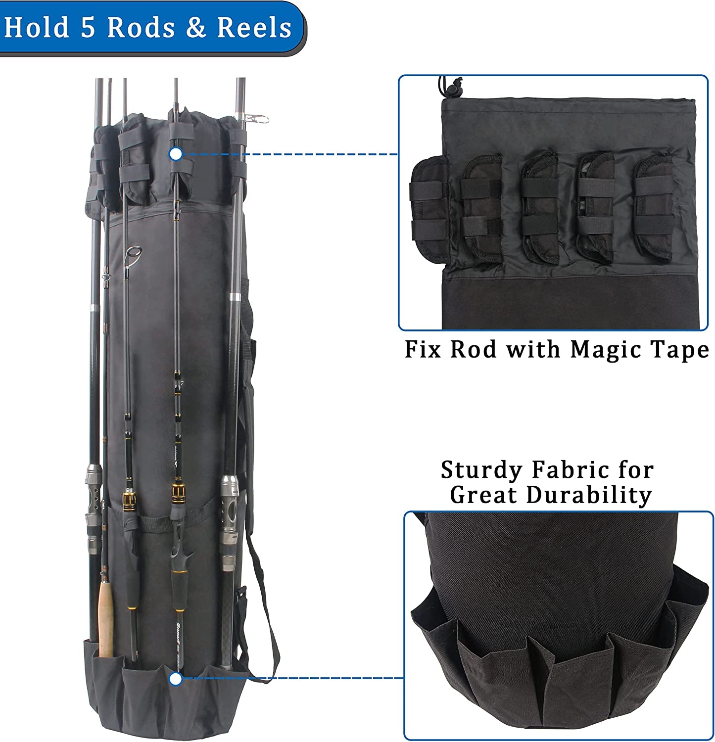 Fishing Rod Carrier Pole Bag Reel Case Large Capacity Waterproof Travel Carry Case Fishing Gear Perfect Gifts for Men Family