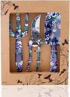 3 Piece Aluminum Garden Tool Set - Trowel, Cultivator, Pruning Shear, Gift Set for Gardening Needs (Purple&Blue)