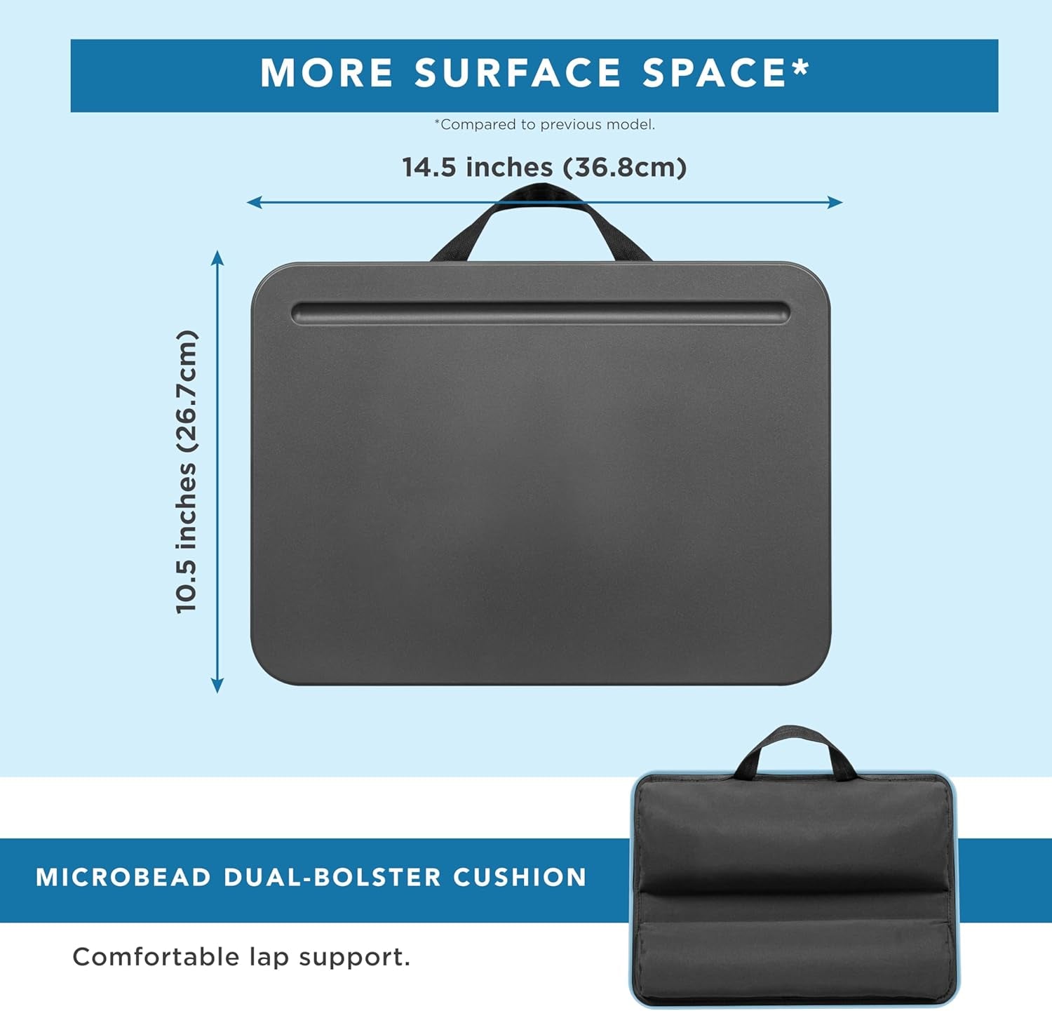 Compact Lap Desk - Fits up to 15 Inch Laptops - Charcoal - Style No. 43105