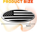 Tailgate Emblem for Ford F150 F250 F350 Silver American Flag 9 Inch Front Grill Emblem for Ford Emblem, Aluminum Oval Overlay Front Grill Rear Tailgate American Flag Decal Badge(Silver)