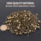 300Pcs [ 7/16" in Diameter] Antique Upholstery Tacks Furniture Nails Pins Kit for Upholstered Furniture Cork Board or DIY Projects - Bronze