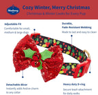 Christmas Holly Adjustable Dog Collar with Bowtie - Dog Collars for Small Dogs, Holiday Dog Collars, Christmas Collar for Dogs - Small Dog Collars for Female Dogs, 12-16" Neck