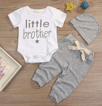 3Pcs Baby Boy Clothes Newborn Infant Bodysuit Summer Cotton Short Sleeve Romper +Pants+Hat Outfits Set (White#4, 6-12 Months)