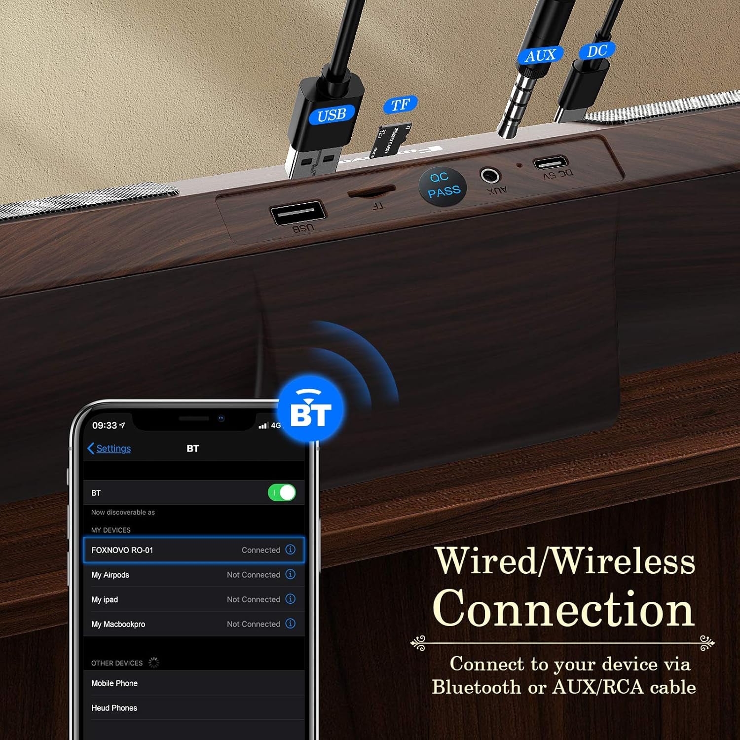 Bluetooth Computer Speakers, 105Db Deep Bass PC Speakers with Auto Noise Filter Home Theater Desktop Speakers Stereo USB Speakers for Pc/Laptop/Tv/Smartphone/Tablet (Brown)