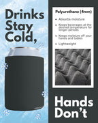 25 Pack Charcoal Blank Can Cooler Sleeves, Customizable Bulk Insulated Foam for Beer, Collapsible Plain Drink Holder, Cold Soda Insulator, 12Oz Regular, 16Oz Tall Cans