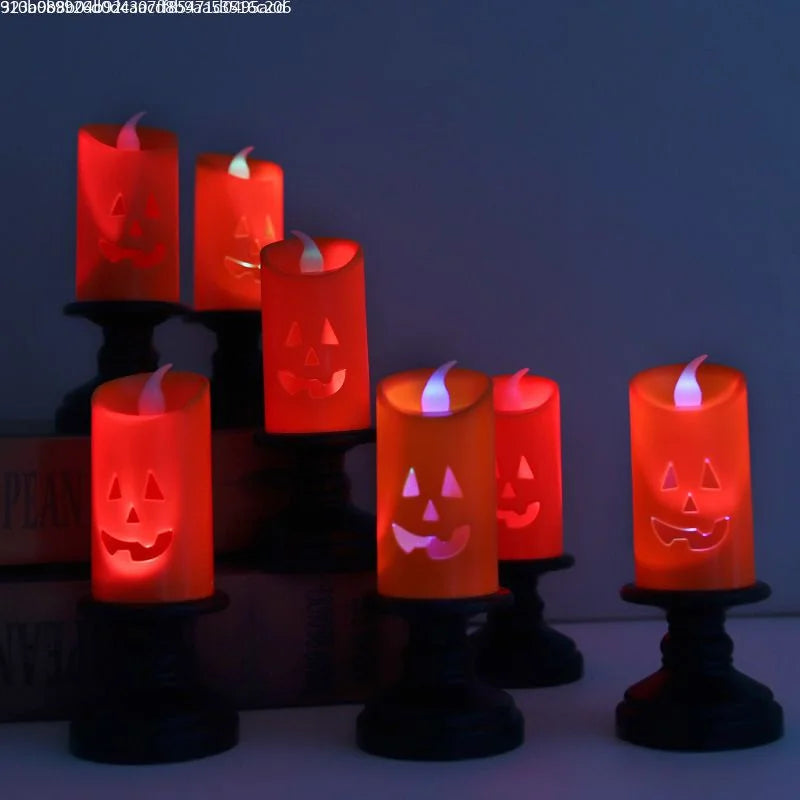 6-Pack Simulation Candle Lights, Flameless Candle Battery Operated Portable Safe Halloween Flickering Pumpkin Candle Lamps for Home Decor(Batteries Included)