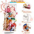 Stuffed Animal Storage Holder, Toy Organizer, PVC Plush Storage Organizer Shelf for Kids Play Room, White