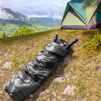 Camping Sleeping Bag + Travel Pillow W/Compact Compression Sack – 4 Season Sleeping Bag for Adults & Kids – Lightweight Warm and Washable, for Hiking Traveling.