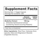 Butterbur Extract: 100Mg per Capsule, 200 Veggie Capsules - Non-Gmo, Vegetarian, Gluten-Free, Dietary Supplement for Unisex Health & Wellness