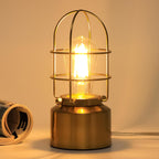 Small Touch Gold Table Lamp for Small Spaces - 3 Way Dimmable Industrial Bedside Lamp - Steampunk Antique Nightstand Desk for Bedroom, Living Room (Bulb Included)