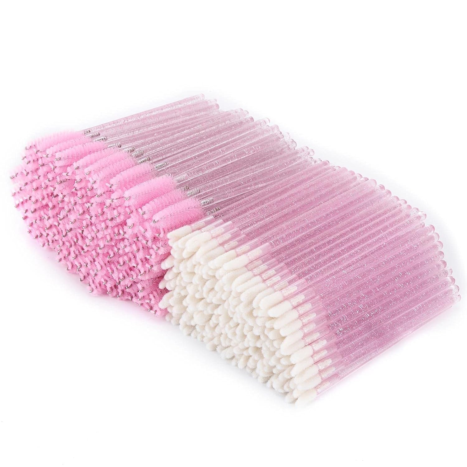 400 Spoolies Mascara Wand and Lip Brush Disposable Lash Brushes for Eyelash Extensions, Lipstick Lip Gloss Wands Applicator Tool (Pink)