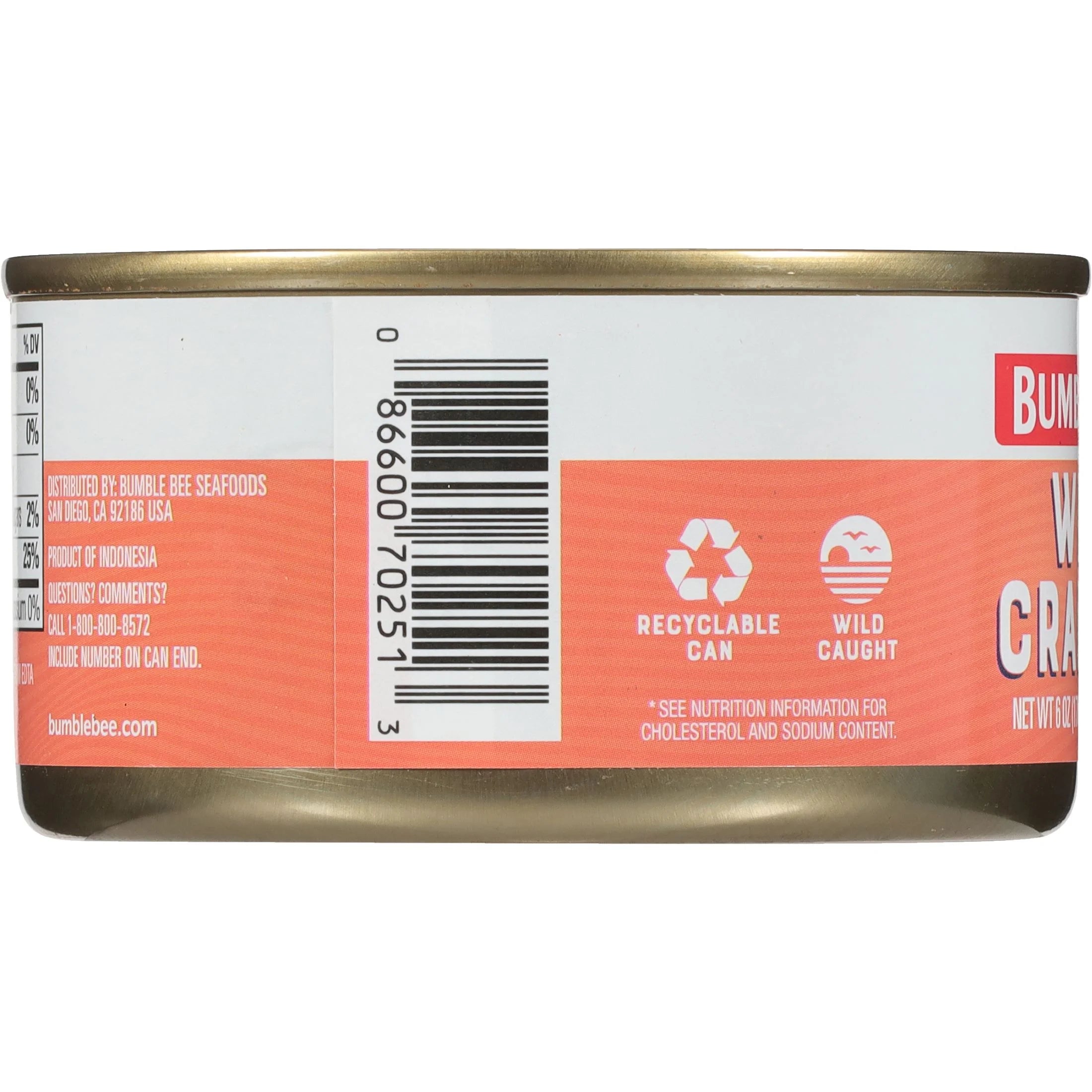 Wild Caught White Crabmeat, 14G Protein per Serving, Shelf Stable Can, 6Oz