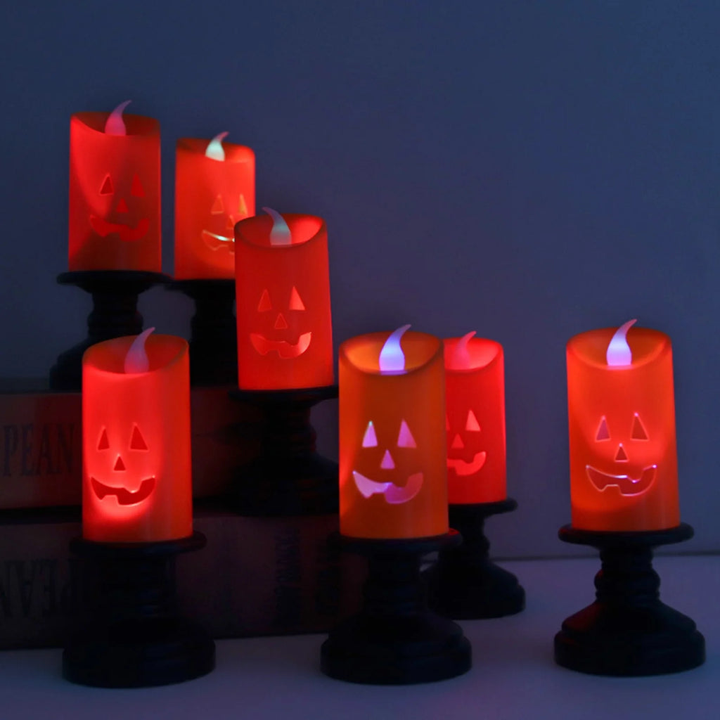6-Pack Simulation Candle Lights, Flameless Candle Battery Operated Portable Safe Halloween Flickering Pumpkin Candle Lamps for Home Decor(Batteries Included)
