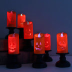 6-Pack Simulation Candle Lights, Flameless Candle Battery Operated Portable Safe Halloween Flickering Pumpkin Candle Lamps for Home Decor(Batteries Included)