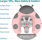 Upgraded Baby Float Non-Inflatable baby Swim Ring, Infant Soft Solid Swimming Trainer, Baby Pool Float with Removable UPF 50+ UV Sun Protection Canopy (Pink Ladybug)