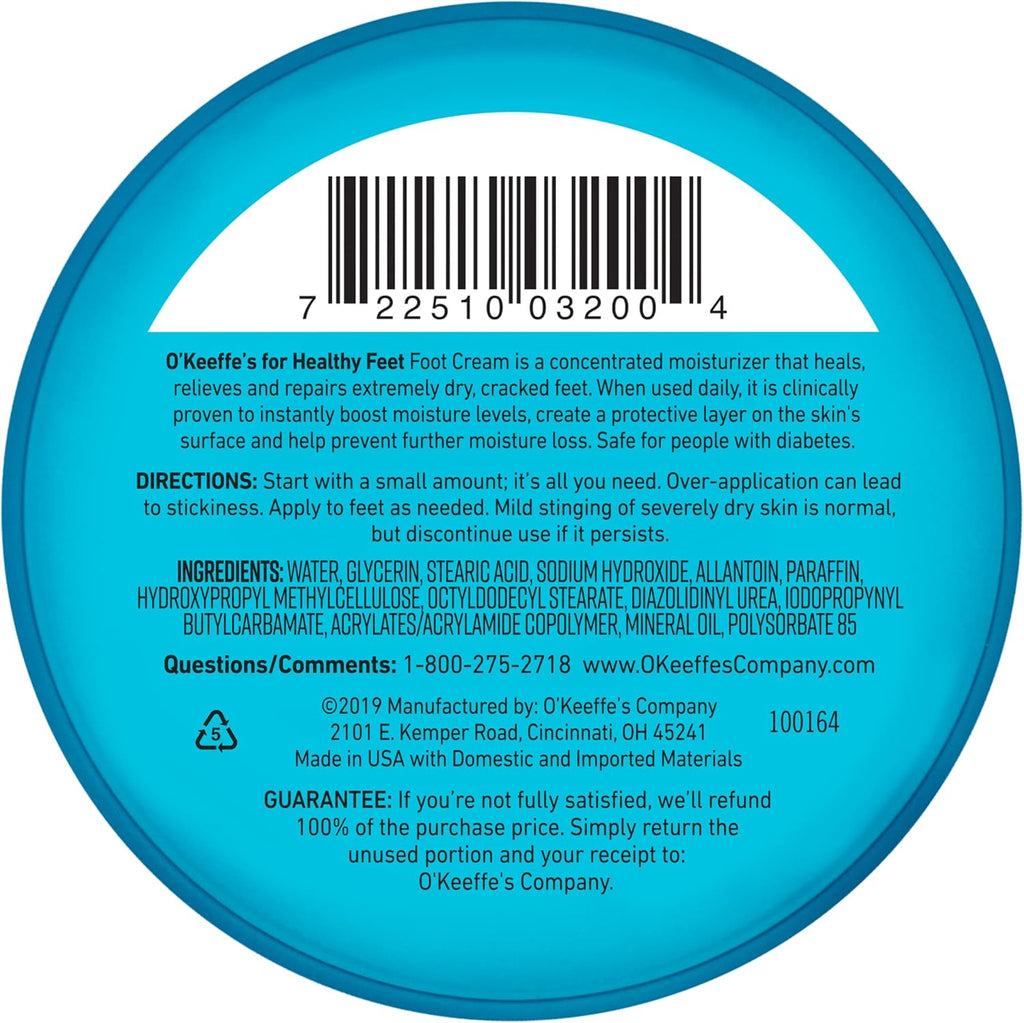 for Healthy Feet Foot Cream; Guaranteed Relief for Extremely Dry; Cracked Feet; Instantly Boosts Moisture Levels; 3.2 Ounce Jar; (Pack of 3)