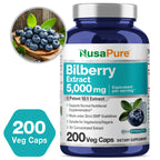 5,000Mg Bilberry Extract: 200 Vegetarian Caps for Wellness & Better Health - Non-Gmo, Vegan, Dietary Supplement for Unisex Adult Health & Wellness