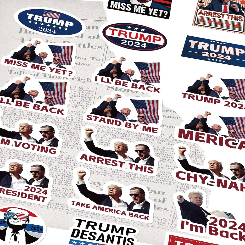 106 Pcs US President Stickers 2024,Vinyl Waterproof Trump Stickers for Laptop Phone Water Bottle Envelopes Car Bumper