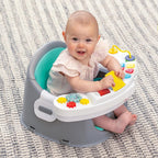 Music & Lights 3-In-1 Discovery Seat & Booster, Toddler Booster Seat for Dining Table or Kitchen Chair, Baby Activity Center & Snack Tray, Teal