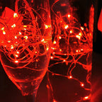 24 Pack Fairy Lights Battery Operated 6.6Ft 20 Led Mini String Lights Silver Wire Starry Lights for DIY Wedding Party Festival Halloween Christmas (Red)