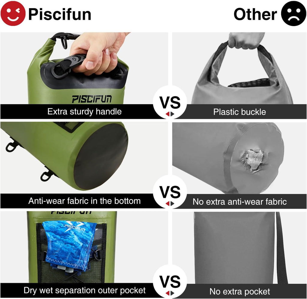 Dry Bag, Waterproof Floating Backpack 5L/10L/20L/30L/40L with Waterproof Phone Case for Boating, Kayaking, Fishing