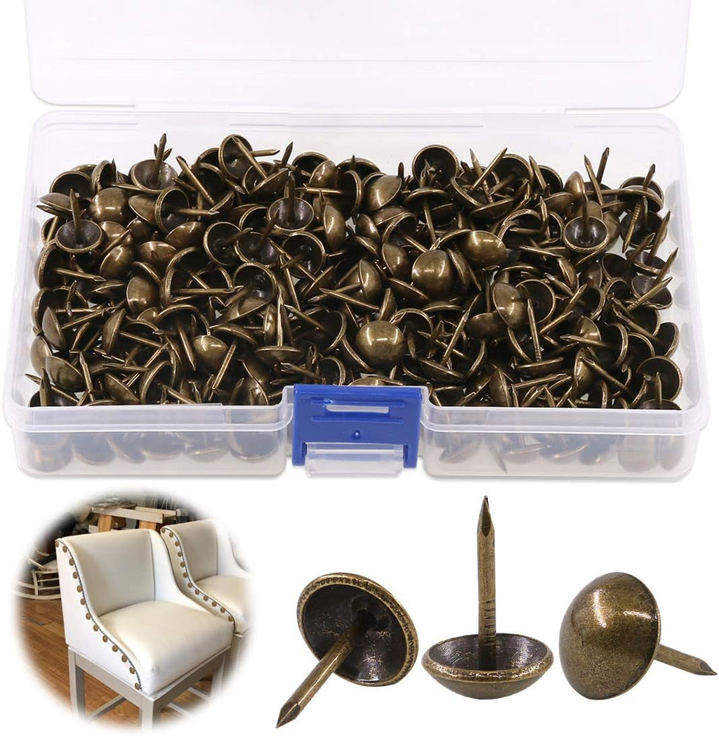 300Pcs [ 7/16" in Diameter] Antique Upholstery Tacks Furniture Nails Pins Kit for Upholstered Furniture Cork Board or DIY Projects - Bronze