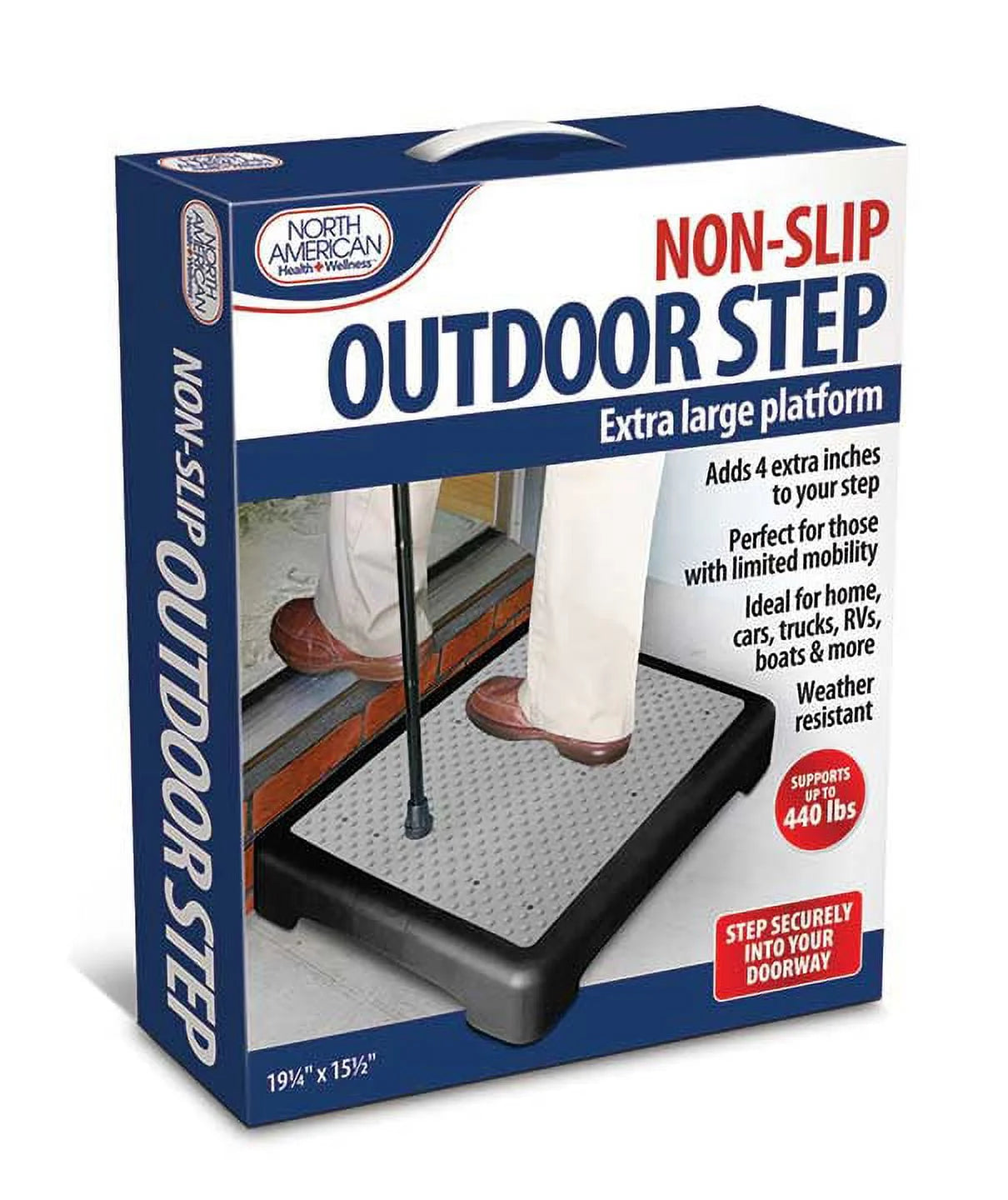 North American Health Wellness Mobility Step, Large, Measures 19 1/4" Long X 15 1/2" Wide X 4" High