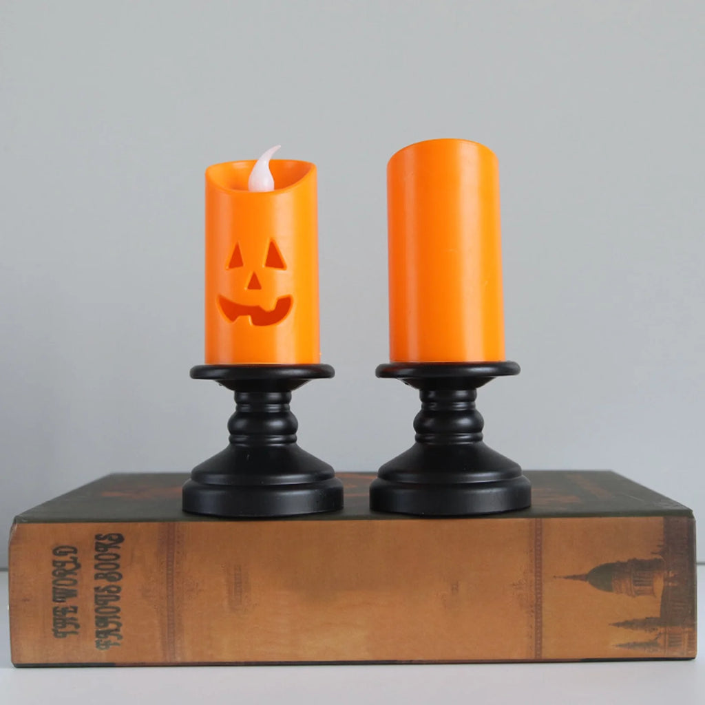 6-Pack Simulation Candle Lights, Flameless Candle Battery Operated Portable Safe Halloween Flickering Pumpkin Candle Lamps for Home Decor(Batteries Included)