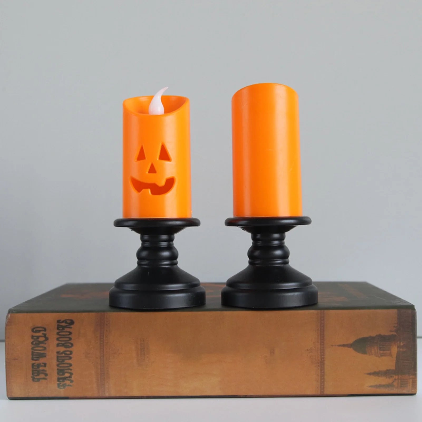 6-Pack Simulation Candle Lights, Flameless Candle Battery Operated Portable Safe Halloween Flickering Pumpkin Candle Lamps for Home Decor(Batteries Included)