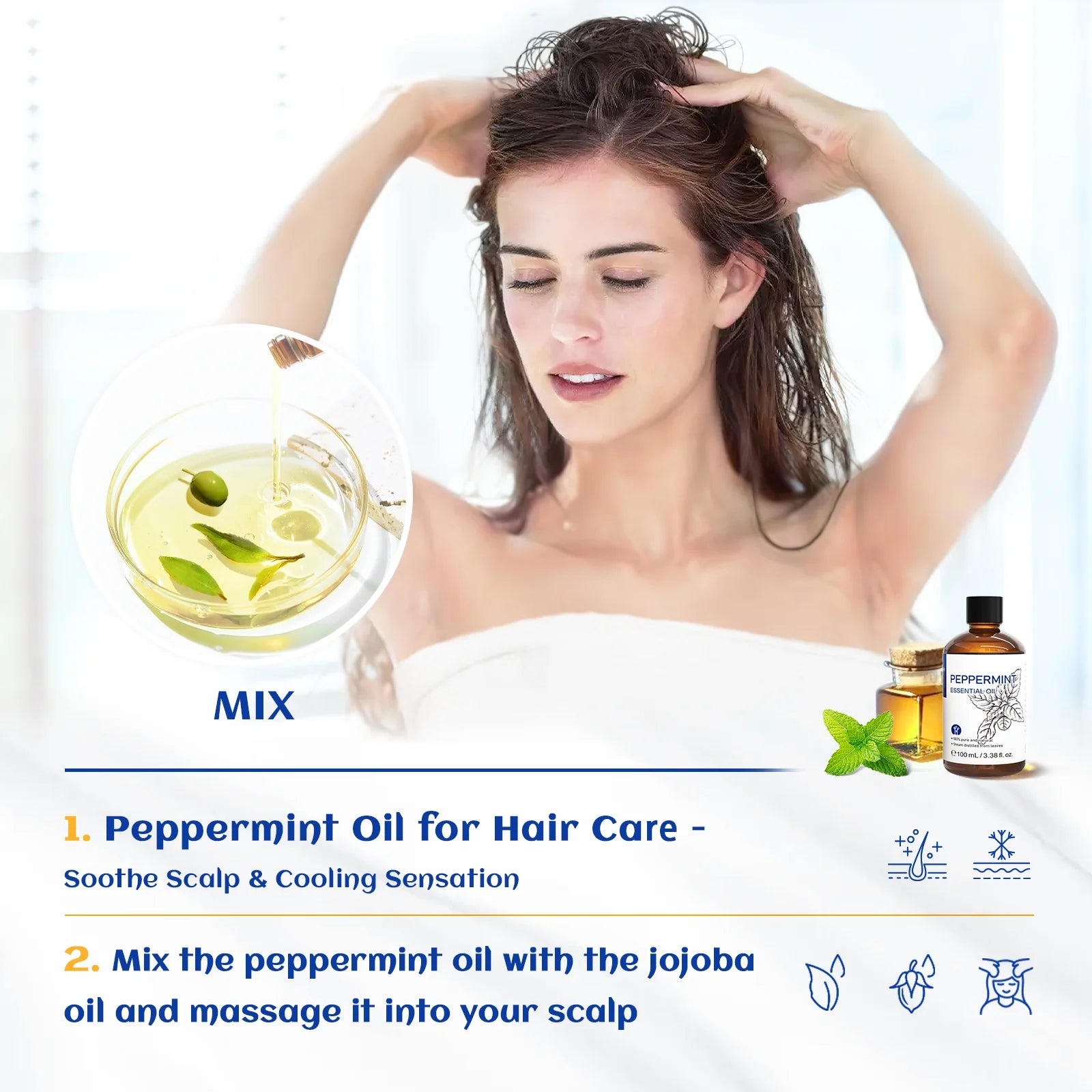 Peppermint Oil for Diffuser Skin Hair Massage, Essential Oil for Muscle Health Wellness-100Ml