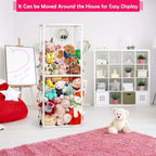 Stuffed Animal Storage Holder, Toy Organizer, PVC Plush Storage Organizer Shelf for Kids Play Room, White