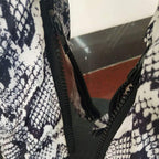 Women Two Piece Outfits Tracksuit - Sexy Snakeskin Printed Zipper Jacket and Long Pants Sportswear with Pocket White L