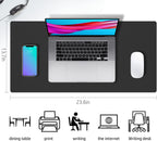 Double-Sided PU Leather Desk Pad - Non-Slip Large Mouse Pad & Desk Mat for Office, Home - Waterproof, Easy to Clean, Durable Dual-Sided Surface (23.6"X13.7", Black)