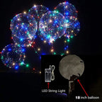 10 Pack Transparent Christmas Led Bobo Balloons Helium Glow Balloon with String Lights for New Year Party Birthday Wedding Decor