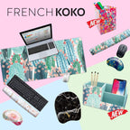 Large Mouse Pad Long Desk Mat Keyboard Pad Desktop Accessories Home School College Decor Supplies Pretty Extended Mousepad Big Office Essentials Women Girls XL Plant Pink Green Cute Cactus