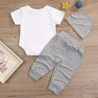 3Pcs Baby Boy Clothes Newborn Infant Bodysuit Summer Cotton Short Sleeve Romper +Pants+Hat Outfits Set (White#4, 6-12 Months)
